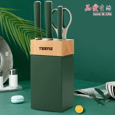品愛生活 TEENS 時尚精藝廚房不鏽鋼刀具組5件套(橄欖綠)