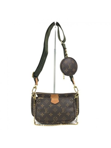 louis vuitton 棕色 Multi Pochette Accessoires 老花帆布塗層斜背包附小圓包 肩背包 鍊條包