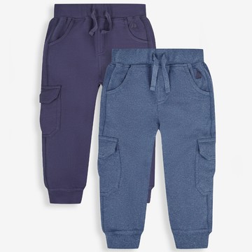 英國 JoJo Maman BeBe - 幼/兒童超優質100%純棉 2 入組工裝褲-寶藍