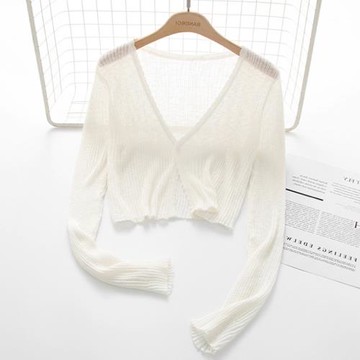 防曬開衫女薄款披肩夏季搭配吊帶裙子外搭罩衫針織冰絲小坎肩外套