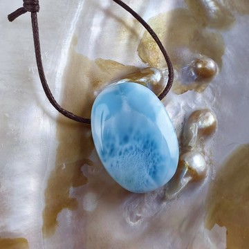 拉利瑪項鍊/墜 4號 (Larimar) 附皮繩鍊~永保青春的護身符