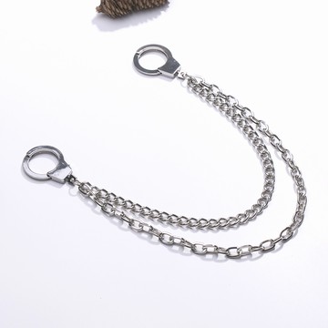 T2650【2色_手銬 褲鏈 皮夾防盜鏈】可當項鍊 重金屬 哈雷 騎士風 腰鍊 褲鍊 嘻哈搖滾 男生配件 現貨