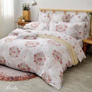 【Great Living格蕾寢飾】英國Abelia 瑰麗花園 雙人 600織天絲四件式防蹣抗菌吸濕排汗兩用被床包組