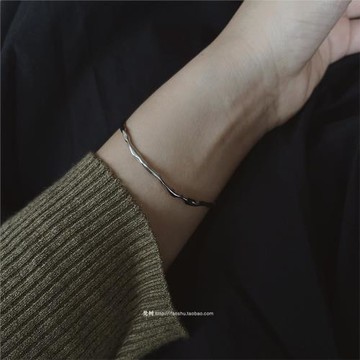 梵樹For handmade-《來不及融化》s925純銀 光亮不規則波紋手鐲