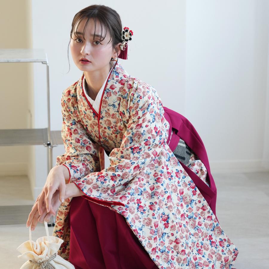 ひよこ商店 小花柄えんじ色袴 卒業式 和装 紐下84