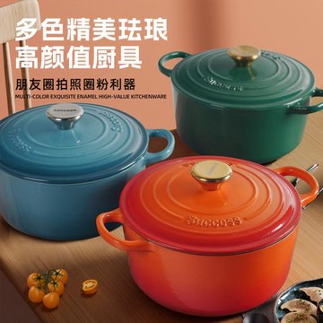 家用雙耳鍋琺瑯鍋不粘鍋燉湯鍋網紅大容量煲湯高顏值燉鍋荷蘭鍋
