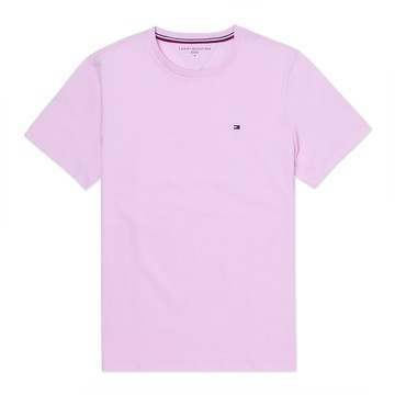 TOMMY 熱銷圓領刺繡Logo素面短袖T恤-粉色