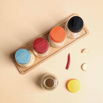 墨色調料盒套裝家用玻璃調味罐子組合調味盒調料瓶鹽罐油壺調料罐