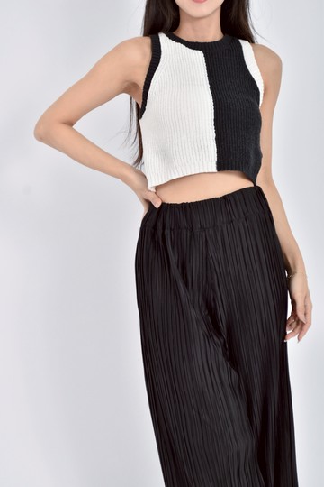 加購優惠(S) h m質感修身短版針織背心條紋黑色上衣