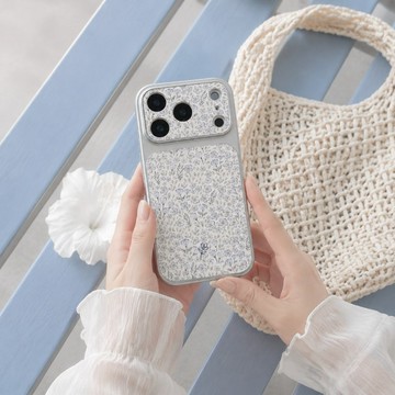 【Breeze & Blossom】銀框PU皮紋iPhoneCase