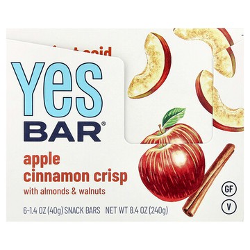 Yes Bar, 零食棒，蘋果肉桂脆，6 根，每根 1.4 盎司（40 克）