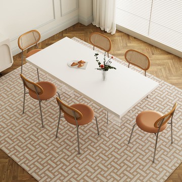 公司貨 免運 德利豐巖板餐桌小戶型奶油風設計師長方形輕奢亞克力懸浮飯桌家用 快速發貨