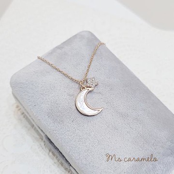 【焦糖小姐 Ms caramelo】925純銀鍍玫瑰金星星、月亮(母貝+配白色鋯石)