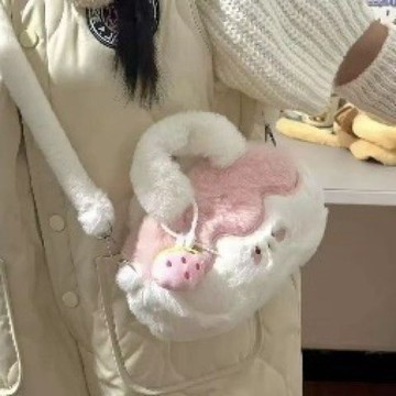 臺灣/✨超萌卡通甜心烘焙通勤毛絨少女單肩包女可愛大容量新款斜挎手提包