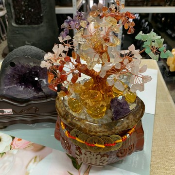 開運擺件 現貨不用等‼️天然 五行水晶樹 聚寶盆✨自用送禮兩相宜❤️ A0216