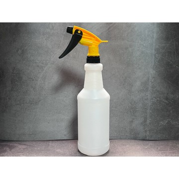 黃黑 台灣製造耐酸鹼噴頭＋HDPE 750ml瓶｜NBR耐油橡膠｜316不鏽鋼彈簧｜強酸強鹼清潔劑專用噴瓶