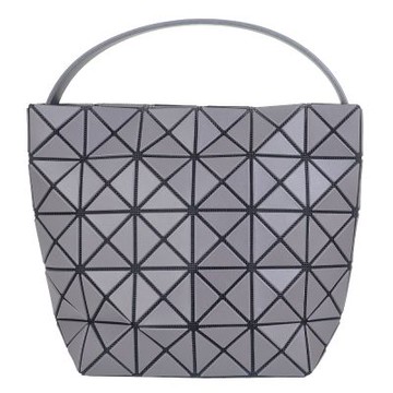 ISSEY MIYAKE 三宅一生 BAOBAO 灰色皮質三角格4x5肩背/手提小包
