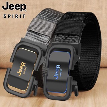 JEEP吉普男士皮帶帆布年輕人潮編織尼龍無牙自動扣褲腰帶牛仔褲帶
