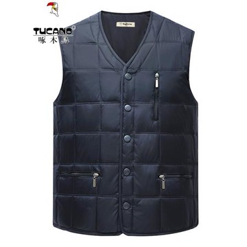 啄木鳥男士保暖羽絨馬甲冬季爸爸外套中老年坎肩爺爺背心加熱褂子