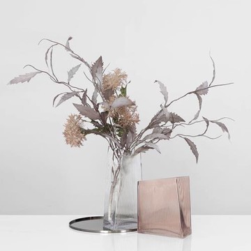 密度家居現代簡約彩色透明玻璃水養花瓶客廳餐桌仿真花藝花器裝飾