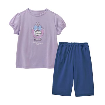 日本千趣會 - 天竺棉薄涼短袖家居服/睡衣-香水瓶-紫x海軍藍