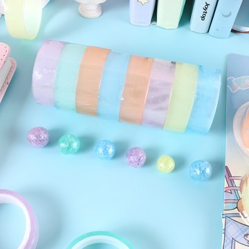 喵汪森林 DIY冰透球膠帶 1.2cm x 10m 綠色 手作玩具 裝飾膠帶  1個