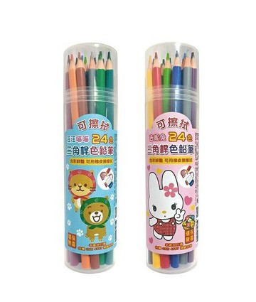 筌翔 2200992 麻吉 可擦色鉛筆 (三角桿) (24色)【APP滿額下單4%點數(單一帳號最高1000點)】7/31止