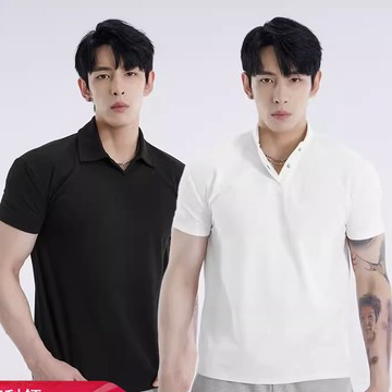 【臺灣出貨】夏季訓練健身T恤 亨利衫男翻領上衣 POLO衫 收袖口顯身材短袖 運動透氣休閒 短袖上衣 帥氣男裝 大呎碼短