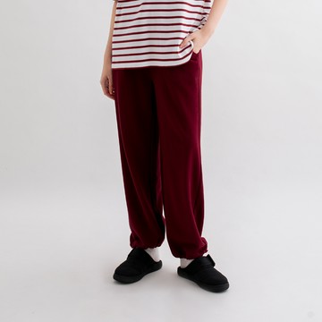 【City Casual】女裝-個性LOGO抽繩束腳兩穿休閒長褲-安可拉紅
