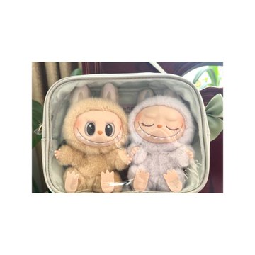 日系馬卡龍透明拉鏈痛包展示收納袋蝴蝶結labubu保護套遛娃曬娃包