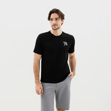 【經典傳奇】男裝-經典大傘刺繡短袖T-Shirt-黑色