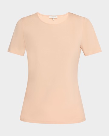 Ribbed Crewneck Cotton T-Shirt