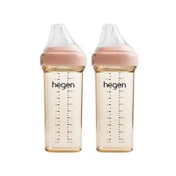 【hegen】  金色奇蹟PPSU多功能方圓型寬口奶瓶 330ml 雙瓶組 - 嫣粉/母嬰用品/新生禮/月子中心/月嫂/蒸汽消毒 /紫外線消毒 /沸水消毒/FDA食品接觸認證/不含塑化劑/不含雙酚A/