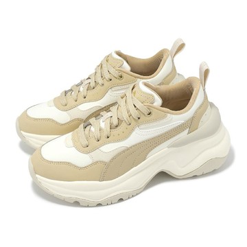 休閒鞋 Cilia Wedge 女鞋 奶茶 米白 厚底 增高 皮革 老爹鞋 393915-04