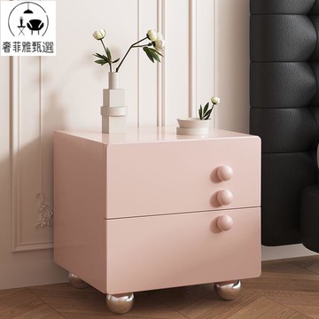 台灣公司/開發票 奶油風實木 床頭櫃 意式極簡臥室 收納櫃 簡約現代整裝落地床邊小櫃  子