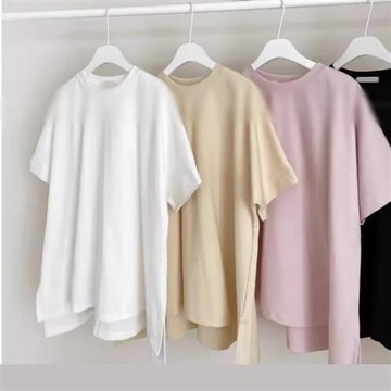 【巴黎精品】T恤短袖上衣-素面純色休閒寬鬆女裝3色a1go42