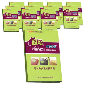 N次貼 超粘可再貼便條紙  螢光綠  1入  12本