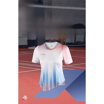 2024年青花瓷李寧羽毛球服上衣 時尚女裙套裝泡泡袖快干排汗透氣