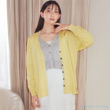 【earth music】假兩件分層設計V領開襟罩衫