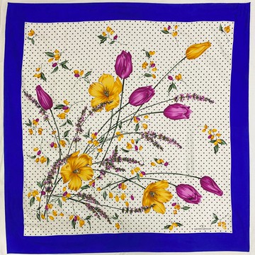 Valentino Garavani 復古藍邊鬱金香花卉印花方形絲綢