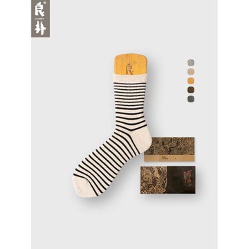 良樸襪女中筒襪春秋款黑白條紋女襪襪子長襪ins潮女士棉襪