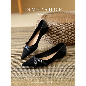 皮帶扣細跟韓版時尚淺口女單鞋軟底單鞋女低跟秋尖頭春秋網紅性感