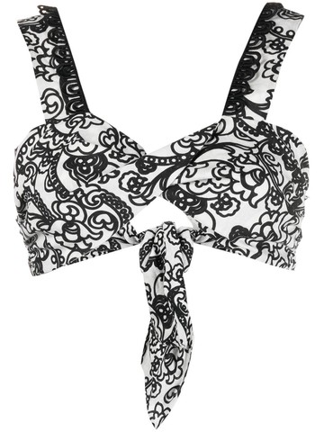 Gina - floral-print cropped-top - women - Polyester/Linen/Flax - 42 - Black