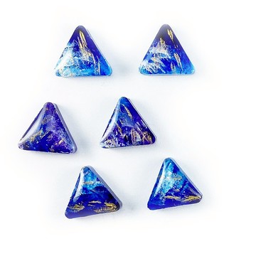 日本樹脂藍色油畫風山形耳環(可改夾)