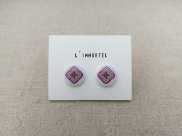 地仙 L'IMMORTEL 花紋 耳針式耳環