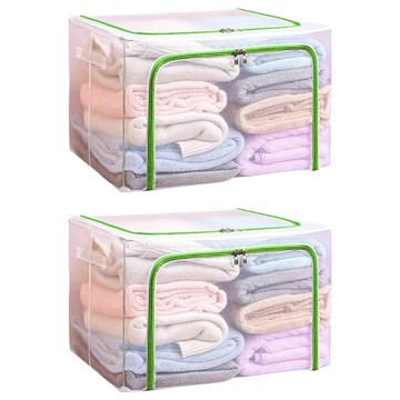 透明防水PVC收納箱 大容量 加粗鋼架  50 x 40 x 36cm  綠色  2個