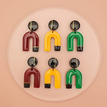 U型耳環 / 芥末黃/酒紅/深綠 / 72