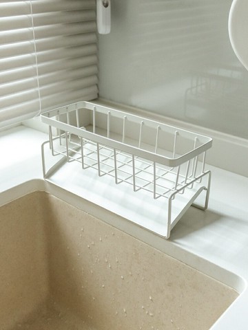 瀝水架 碗盤架 瀝水盤 廚房瀝水架水槽置物架放洗碗海綿抹布架子台面百潔布汲水收納窄邊『ZW8056』