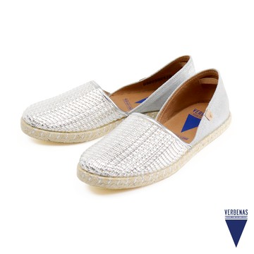 【VERBENAS】波浪編織造型休閒草編鞋 亮銀色(030058-SIL)