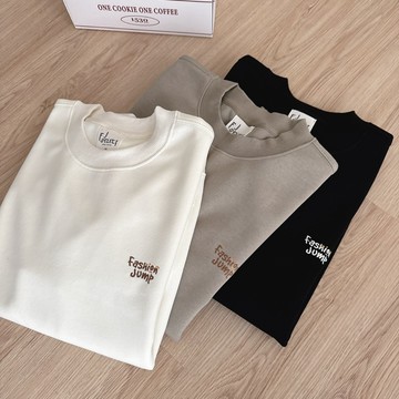 【FJstore】FJ 品牌 左胸跳色小logo 大學T 大學踢 寬鬆 落肩 圓領 Fashion Jump